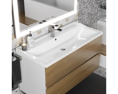 Раковина для ванной полувстраиваемая Uperwood Family (100 см, прямоугольная, белая)