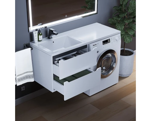 Тумба под стиральную машину Uperwood Tanos (60 см, подвесная, белая/графит)
