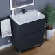 Тумба под раковину для ванной комнаты Uperwood Tanos напольная (70 см, черная, 2 ящика)