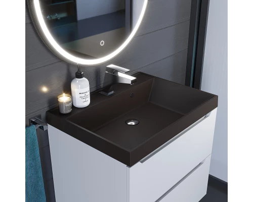 Раковина кварцевая для ванной Uperwood Classic Quartz (70 см, коричневая матовая, трюфель)