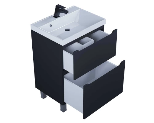 Тумба под раковину для ванной комнаты Uperwood Tanos напольная (60 см, черная, 2 ящика)