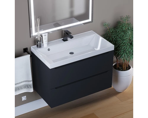 Тумба под раковину для ванной комнаты Uperwood Tanos подвесная (80 см, черная)