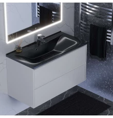 Раковина для ванной полувстраиваемая Uperwood Elen (100 см, с декоративной накладкой, черный металл)