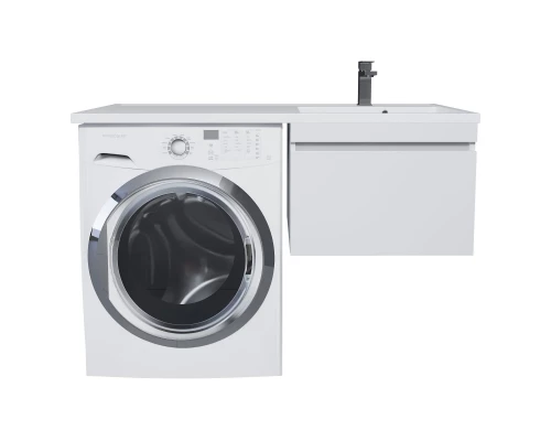 Тумба с раковиной под стиральную машину Uperwood Magenta (60/120 см, подвесная, белая, выдвижной ящик, правая)