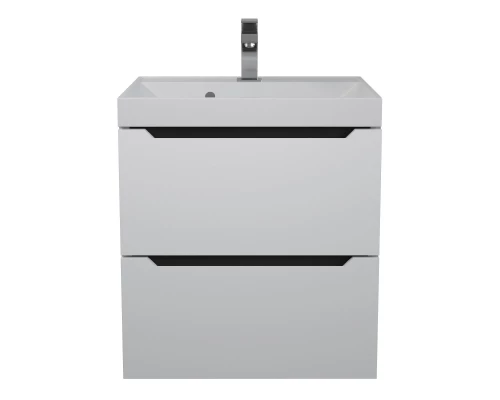 Тумба с раковиной для ванной Uperwood Tanos (50 см, подвесная, матовая, белая/графит)