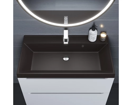 Раковина кварцевая для ванной Uperwood Classic Quartz (80 см, коричневая матовая, трюфель)