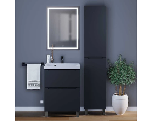 Тумба под раковину для ванной комнаты Uperwood Tanos напольная (60 см, черная, 2 ящика)