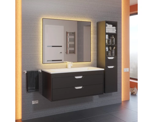 Тумба с раковиной для ванной Uperwood Modul (100 см, подвесная, матовая, черная)