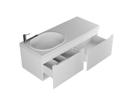 Тумба с раковиной для ванной комнаты Uperwood Tanos-Bruks (120 см, подвесная, левая, белая)