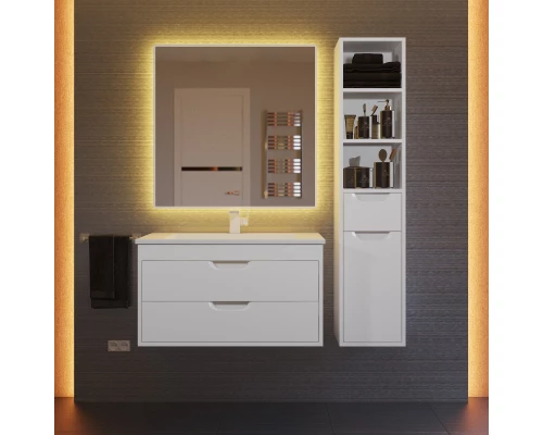 Тумба с раковиной для ванной Uperwood Modul (80 см, подвесная, матовая, белая)