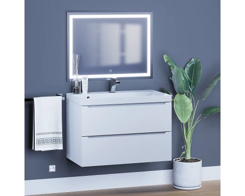 Тумба с раковиной для ванной Uperwood Tanos (80 см, подвесная, матовая, белая)