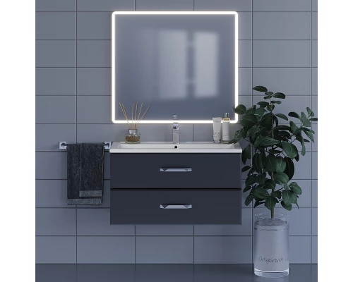 Тумба с раковиной для ванной Uperwood Foster (90 см, подвесная, черная)