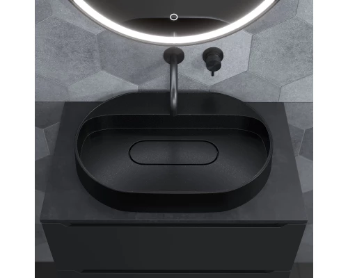 Раковина накладная кварцевая Uperwood Tanos Quartz 55 см, овальная, без отверстия для смесителя, космос