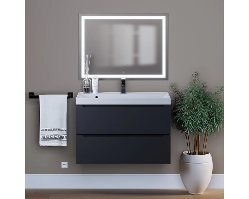 Тумба под раковину для ванной комнаты Uperwood Tanos подвесная (80 см, черная)
