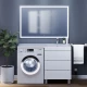 Тумба под стиральную машину Uperwood Tanos 60 см (напольная, белая, с раковиной Cosmos 120 см, правая)