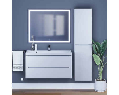 Тумба с раковиной для ванной Uperwood Tanos (100 см, подвесная, матовая, белая)