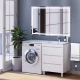 Тумба под стиральную машину Uperwood Tanos 60 см (напольная, белая, с раковиной Cosmos 120 см, правая)