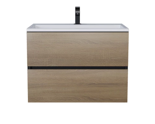 Тумба под раковину для ванной Uperwood Barsa (70 см, подвесная, черная/дуб сонома)
