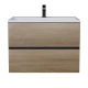 Тумба под раковину для ванной Uperwood Barsa (70 см, подвесная, черная/дуб сонома)