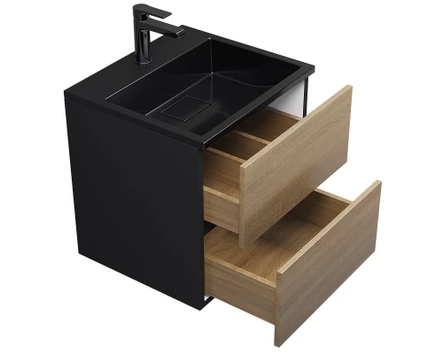 Раковина для ванной полувстраиваемая Uperwood Barsa, 50 см, прямоугольная, черная глянцевая