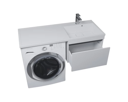 Тумба с раковиной под стиральную машину Uperwood Magenta (60/120 см, подвесная, белая/графит, выдвижной ящик, правая)