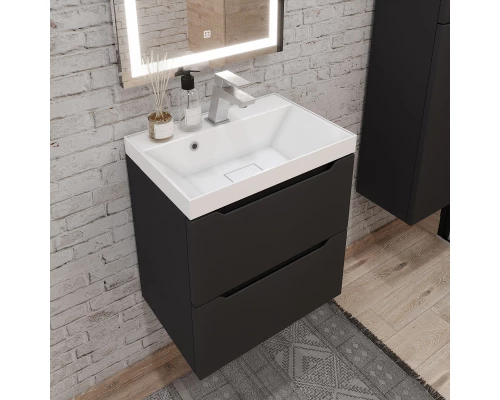 Тумба с раковиной для ванной Uperwood Tanos NEW (50 см, подвесная, черная)