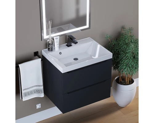 Тумба под раковину для ванной комнаты Uperwood Tanos подвесная (60 см, черная)