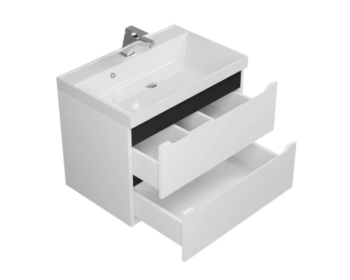 Тумба с раковиной для ванной Uperwood Tanos (70 см, подвесная, матовая, белая/графит)