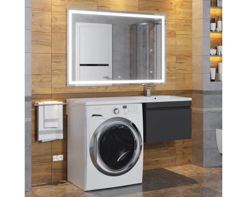 Тумба с раковиной под стиральную машину Uperwood Magenta (60/120 см, подвесная, черная, выдвижной ящик, правая)
