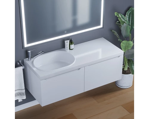Тумба с раковиной для ванной комнаты Uperwood Tanos-Bruks (120 см, подвесная, левая, белая)