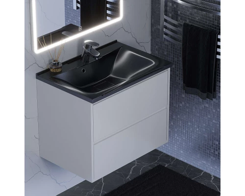 Раковина для ванной полувстраиваемая Uperwood Elen (70 см, с декоративной накладкой, черный металл)