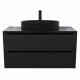 Комплект Тумба со столешницей для ванной Uperwood Tanos (100 см, черная/бук темный, с накладной раковиной Rome, цвет черный)