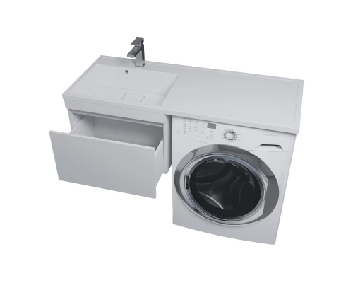 Тумба с раковиной под стиральную машину Uperwood Magenta (60/120 см, подвесная, белая, выдвижной ящик, левая)