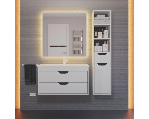 Тумба с раковиной для ванной Uperwood Modul (80 см, подвесная, матовая, белая/графит)