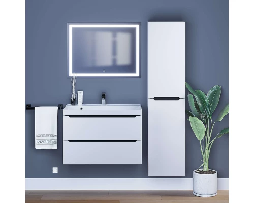 Тумба с раковиной для ванной Uperwood Tanos (80 см, подвесная, матовая, белая/графит)