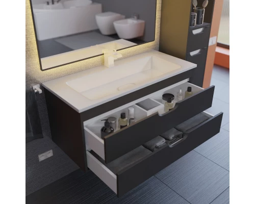 Тумба с раковиной для ванной Uperwood Modul (100 см, подвесная, матовая, черная)