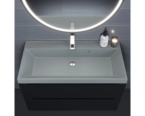 Раковина кварцевая для ванной Uperwood Classic Quartz (90 см, серая матовая, платина)