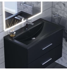 Раковина кварцевая для ванной Uperwood Foster Quartz (80 см, черная матовая, космос)