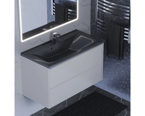 Раковина для ванной полувстраиваемая Uperwood Elen (90 см, с декоративной накладкой, черный металл)