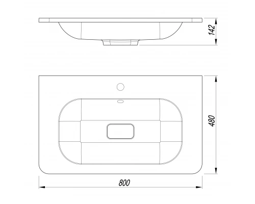 Раковина для ванной полувстраиваемая Uperwood Fate (80 см, прямоугольная, белая)