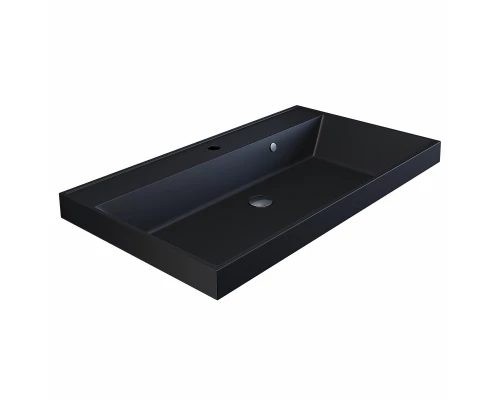 Раковина кварцевая для ванной Uperwood Classic Quartz (80 см, черная матовая, уголь)