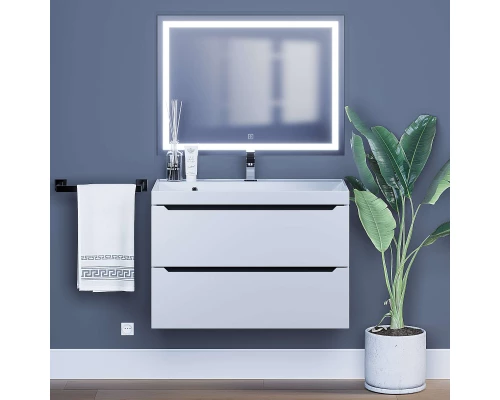 Тумба с раковиной для ванной Uperwood Tanos (80 см, подвесная, матовая, белая/графит)