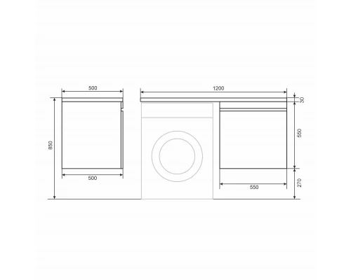 Тумба с раковиной под стиральную машину Uperwood Magenta (60/120 см, подвесная, черная, выдвижной ящик, правая)