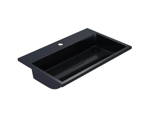 Раковина для ванной полувстраиваемая Uperwood Barsa, 70 см, прямоугольная, черная глянцевая