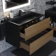 Тумба с раковиной для ванной Uperwood Barsa (80 см, раковина черная, подвесная тумба черная/дуб сонома)