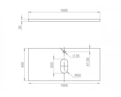 Столешница под раковину для ванной подвесная Uperwood Tanos (с кронштейнами, 100 см, светлое дерево)