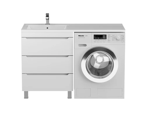 Тумба под стиральную машину Uperwood Tanos (60 см, напольная, белая, 3 ящика)