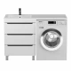 Тумба под стиральную машину Uperwood Tanos 60 см (напольная, белая/графит, с раковиной Cosmos 120 см, левая)