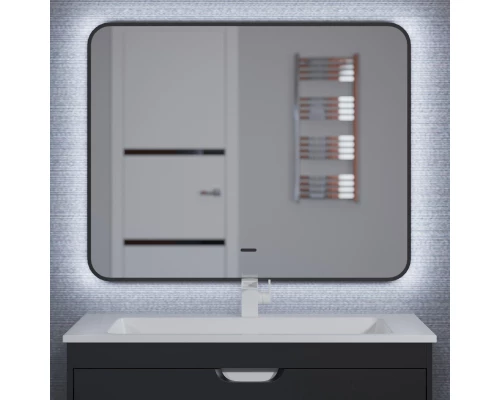 Зеркало для ванной с подсветкой Uperwood Modul (80*80 см, бесконтактный сенсор, антизапотевание, черное, холодная подсветка)