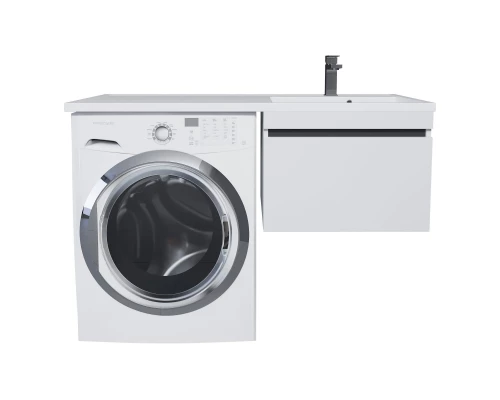 Тумба с раковиной под стиральную машину Uperwood Magenta (60/120 см, подвесная, белая/графит, выдвижной ящик, правая)